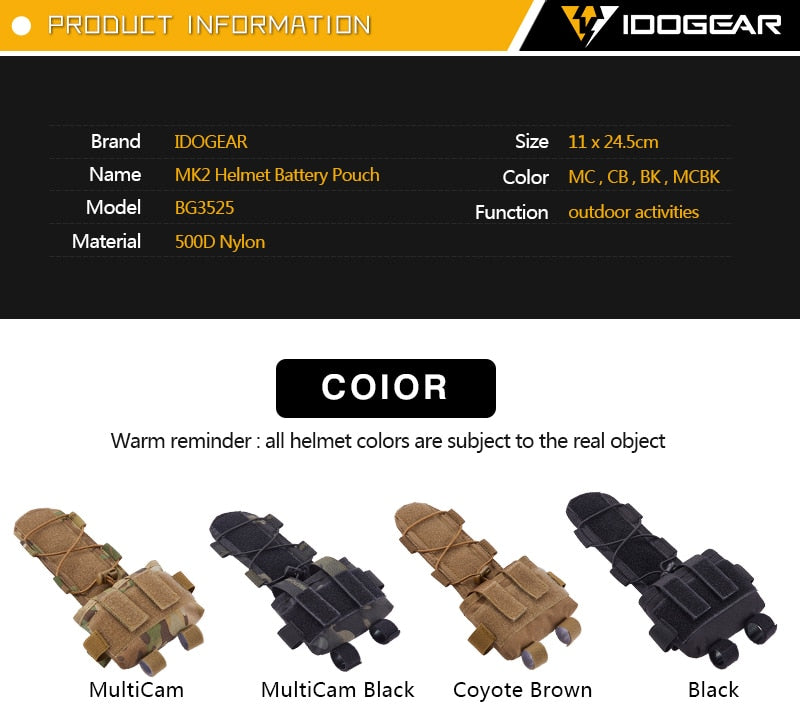 Tactical Pouch MK2 Battery Case for Helmet