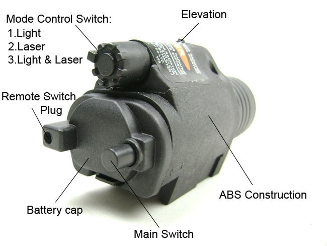 Tactical LED Flashlight and Red Laser Sight Combo with Remote