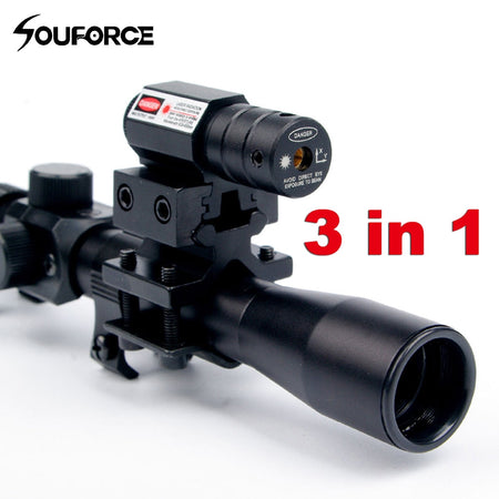 4x20 Rifle Optics Scope Tactical Riflescope with Red Dot Laser