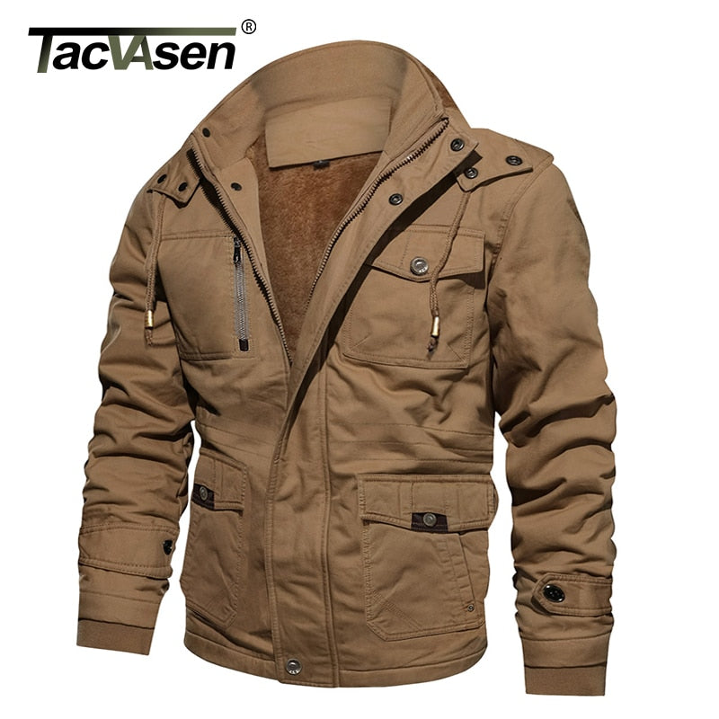 TACVASEN Military Jacket Men Thermal Fleece