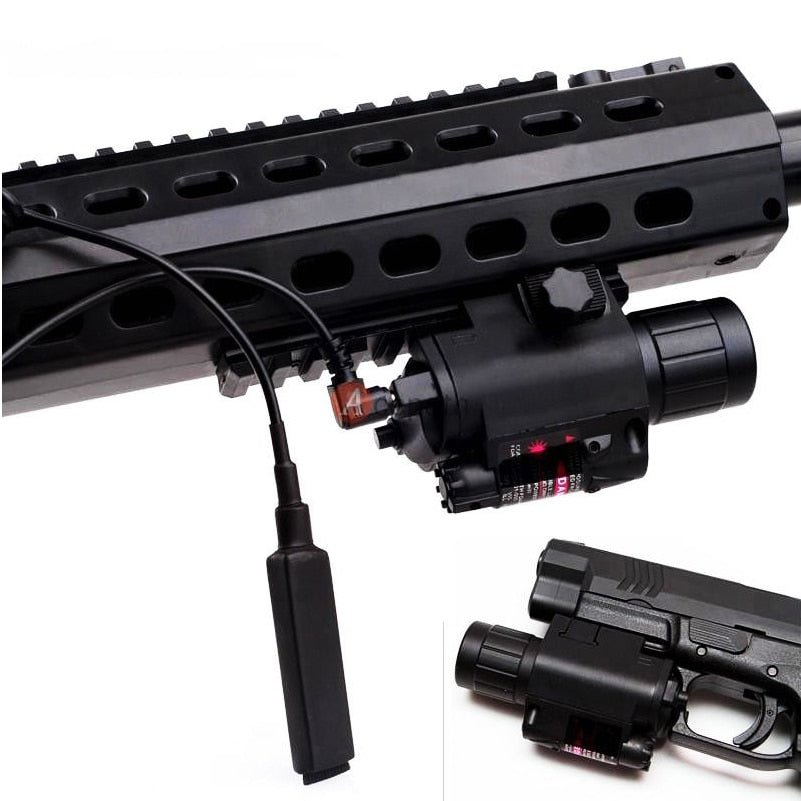 Tactical LED Flashlight and Red Laser Sight Combo with Remote