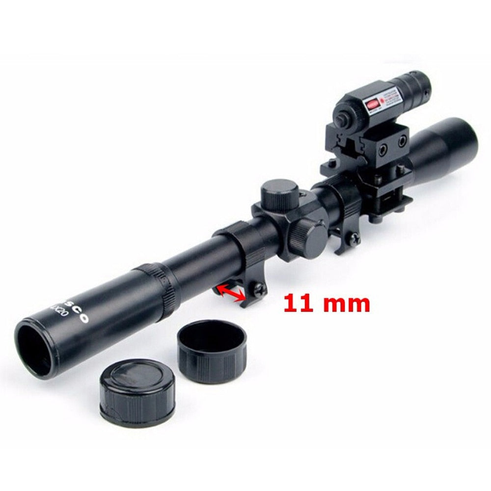 4x20 Rifle Optics Scope Tactical Riflescope with Red Dot Laser